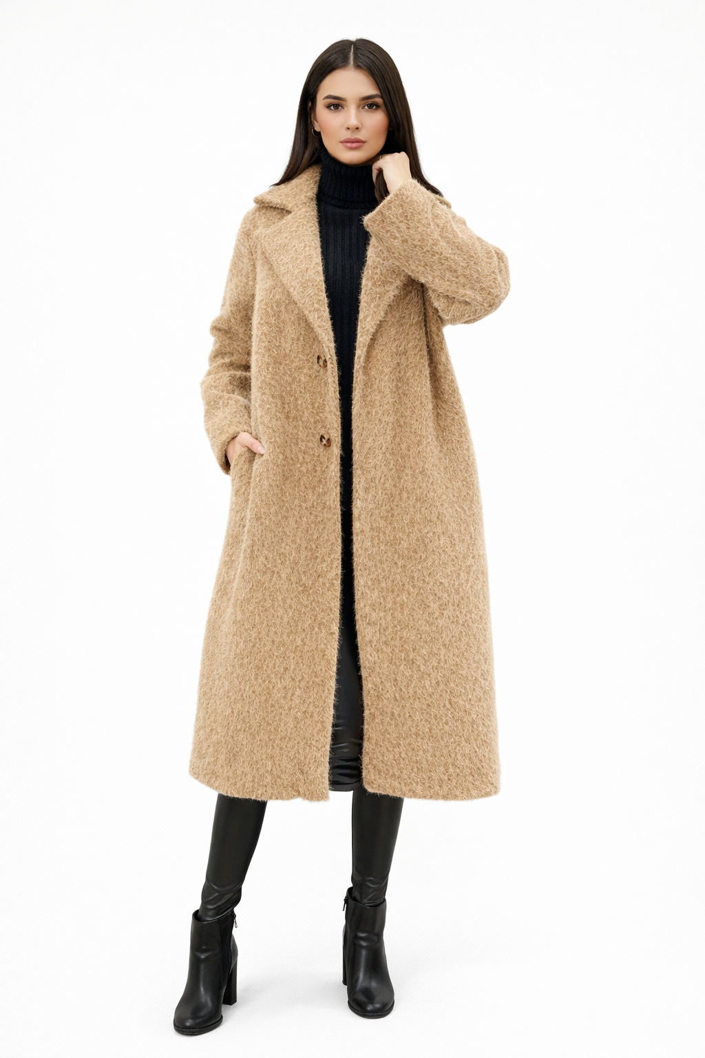 Manteau Inès - effet laine, coupe oversize