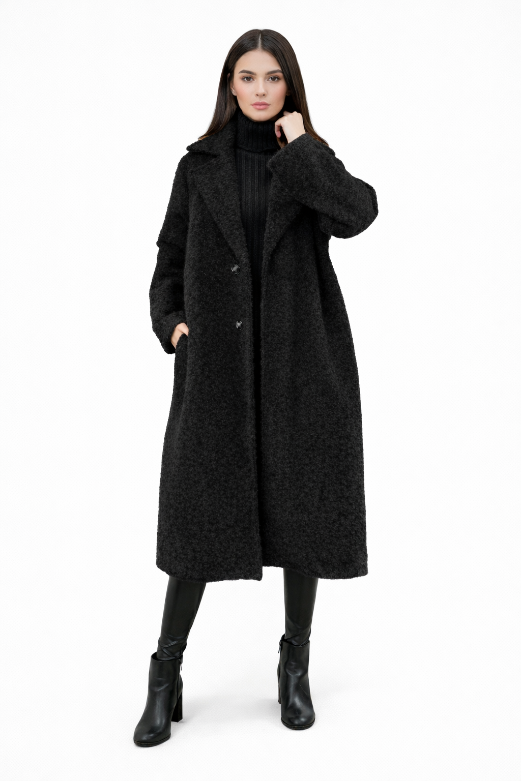 Manteau Inès - effet laine, coupe oversize