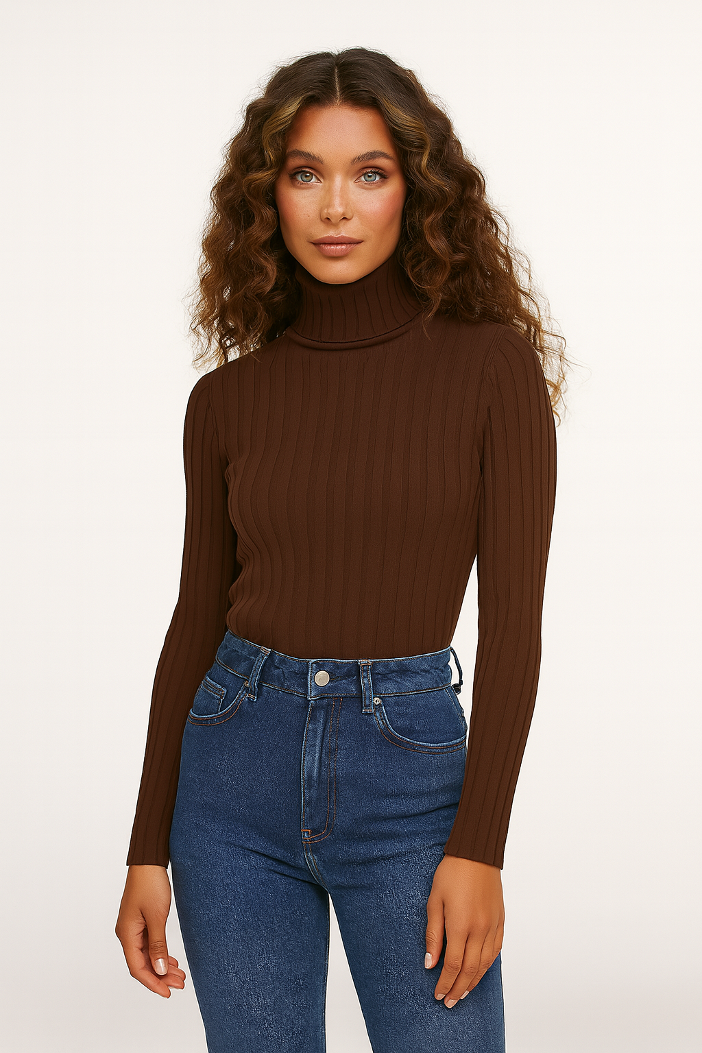 Pull Léa - Col roulé côtelé