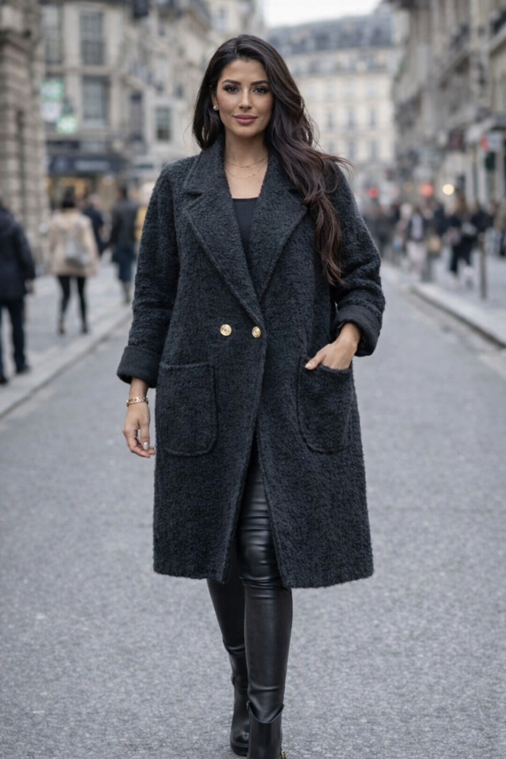 Manteau fin Mila – effet laine bouclette fine